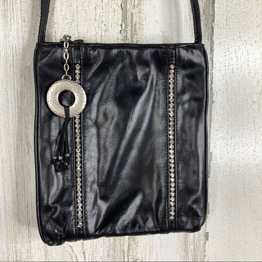Dawli genuine leather bedazzled crossbody bag